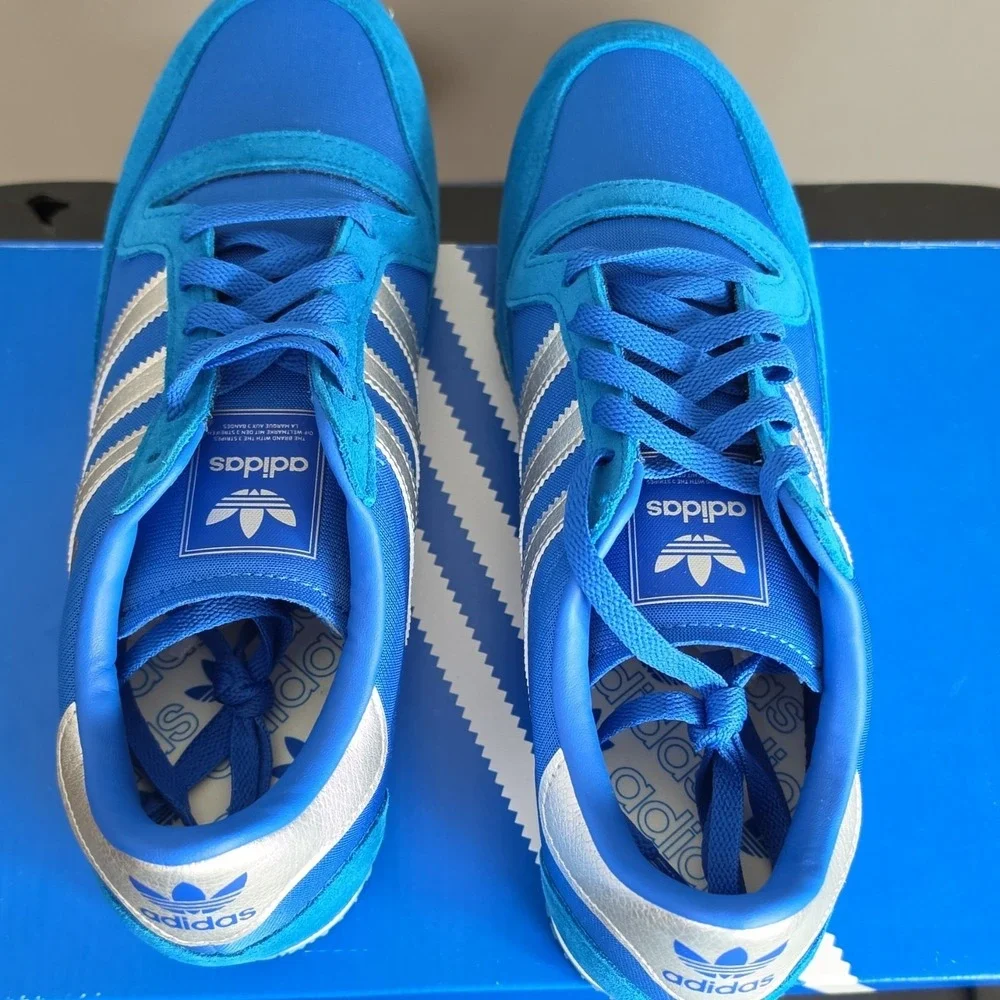 Adidas Galaxy OG Blue Silver Metallic Mens Sneakers JR6169 Low Top Shoes